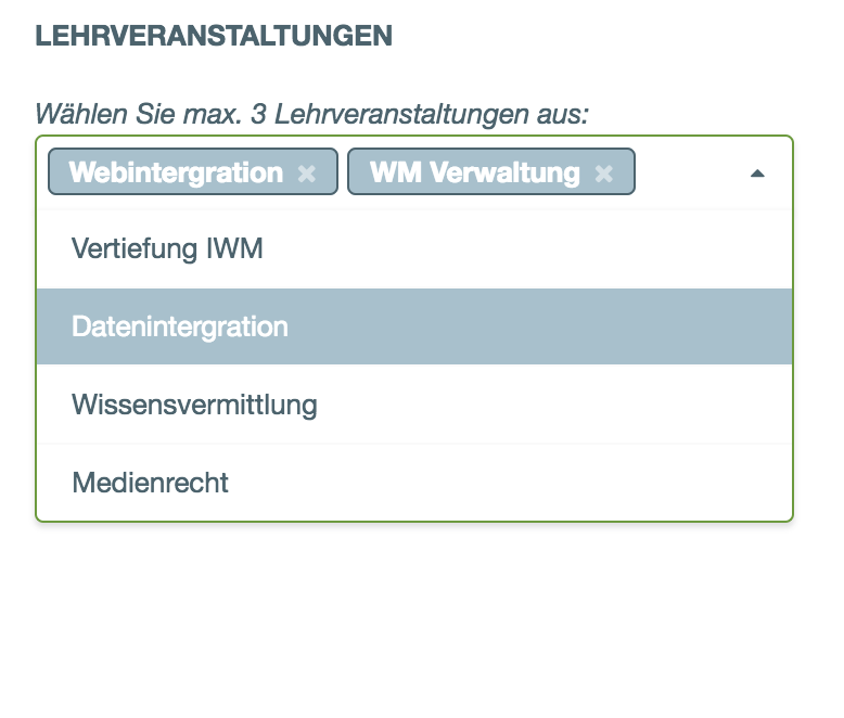 Dropdown Multiselect List mit Semantic UI